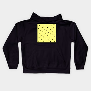 Cute Black Hearts on Yellow Background Kids Hoodie